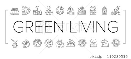 green life nature eco icons set vector green life nature eco icons set vector 110289556