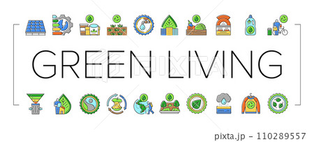 green life nature eco icons set vector green life nature eco icons set vector 110289557