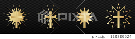 Golden holy cross. Catholic and orthodox religious cross vector 110289624
