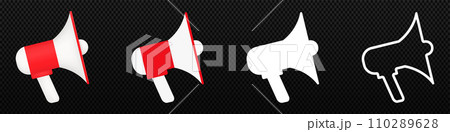 Red and white loud speaker. Loudspeaker or megaphone 110289628