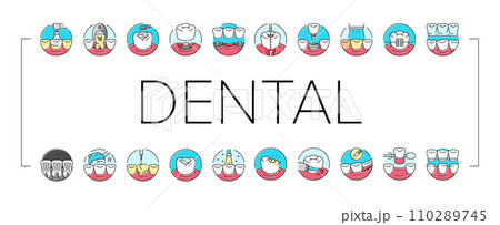 dental procedure clinic icons set vector 110289745