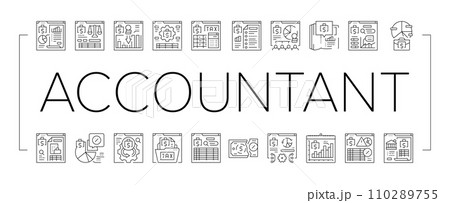 accountant tax office icons set vector 110289755
