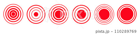 Circle red pulse point. Pain targeting ring...のイラスト素材 [110289769] - PIXTA