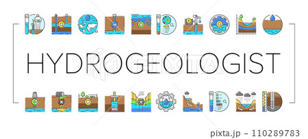 hydrogeologist industrial icons set vector 110289783