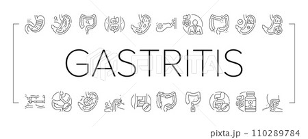 gastroenterologist doctor stomach icons set vector 110289784