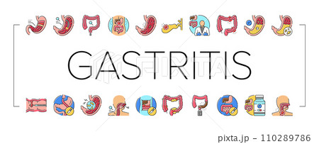 gastroenterologist doctor stomach icons set vector 110289786