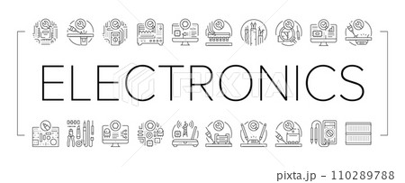 electronics technician technology icons set vector 110289788