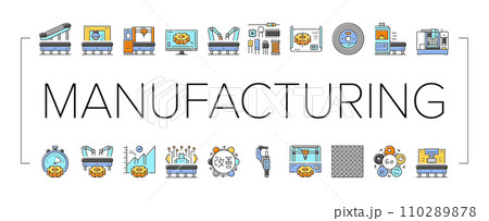 manufacturing industry factory icons set vector manufacturing industry factory icons set vector 110289878