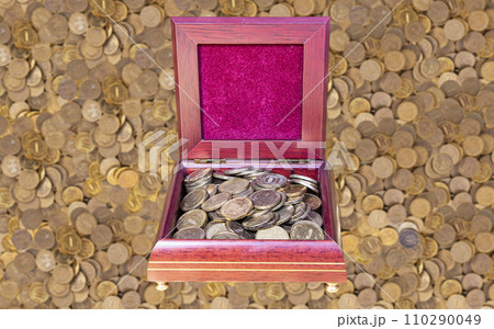 Iron 10 rubles coin (written ten rubles, the Bank of Russia). Finance and business concept Iron 10 rubles coin (written ten rubles, the Bank of Russia). Finance and business concept 110290049
