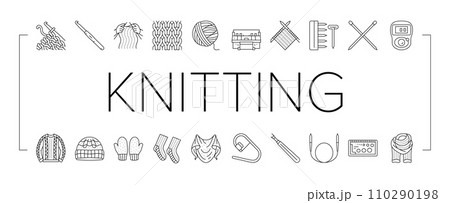knitting wool thread knit craft icons set vector 110290198