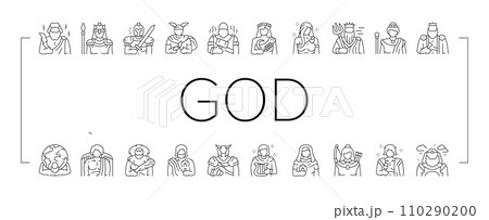 greek god mythology ancient icons set vector greek god mythology ancient icons set vector 110290200