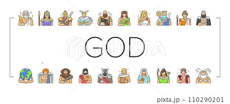 greek god mythology ancient icons set vector greek god mythology ancient icons set vector 110290201