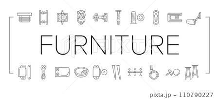 hardware furniture detail fitting icons set vector 110290227