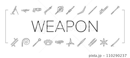 weapon gun game knife war icons set vector 110290237