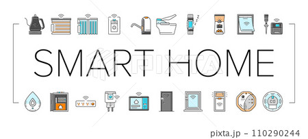 home smart technology control icons set vector 110290244