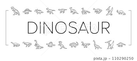 dinosaur dino animal cute icons set vector 110290250