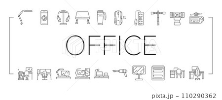 office gadget computer business icons set vector 110290362