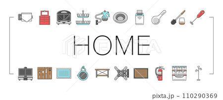 home interior accessories design icons set vector 110290369