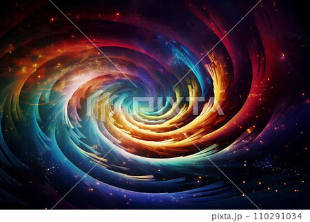 Abstract colorful swirl on black background. 3d rendering, 3d illustration. 110291034