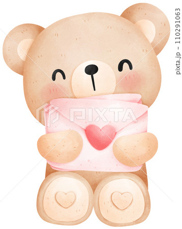 Cute teddy bear with love letters, Valentine'sのイラスト素材