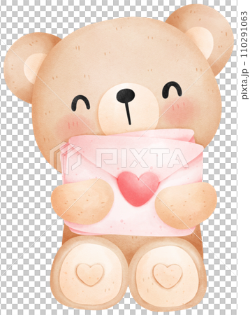Cute teddy bear with love letters, Valentine'sのイラスト素材
