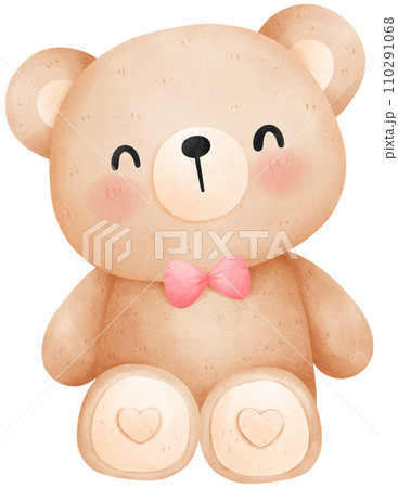 Cute teddy bear, Valentine's Day watercolor illustration Cute teddy bear, Valentine's Day watercolor illustration 110291068