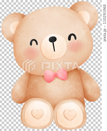 Cute teddy bear, Valentine's Day watercolor illustration Cute teddy bear, Valentine's Day watercolor illustration 110291068