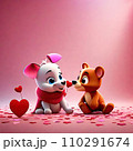 バレンタインデーを祝うくまちゃん 110291674