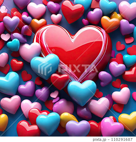 沢山のキャンディーのようなハートたち 沢山のキャンディーのようなハートたち 110291687