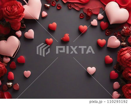 Valentine's Day background with hearts on dark background Valentine's Day background with hearts on dark background 110293192