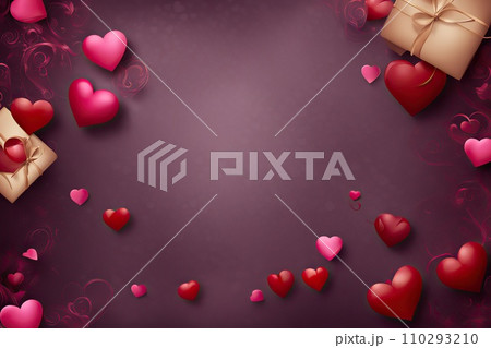Valentine's Day background with hearts on dark background 110293210