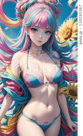 カラフルなビキニの美少女のイラスト素材 [110293367] - PIXTA