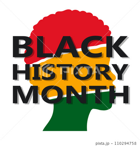Colorful Black History Month celebration banner. Abstract African American woman and text. Observed annually in February in the USA and Canada, and in October in the UK. 110294758