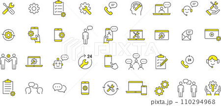 おしゃれなのテクニカルサポートの線画アイコンセット おしゃれなのテクニカルサポートの線画アイコンセット 110294968