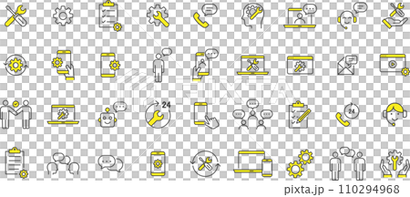 Fashionable technical support line drawing icon set Fashionable technical support line drawing icon set 110294968