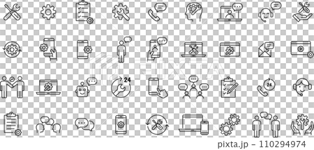 テクニカルサポートの線画アイコンセット テクニカルサポートの線画アイコンセット 110294974