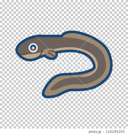 可愛的黑鰻魚的插圖 110295201