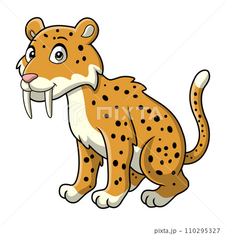 Cute smilodon cartoon on white background Cute smilodon cartoon on white background 110295327