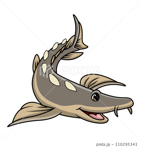 Cute sturgeon fish cartoon on white background 110295341