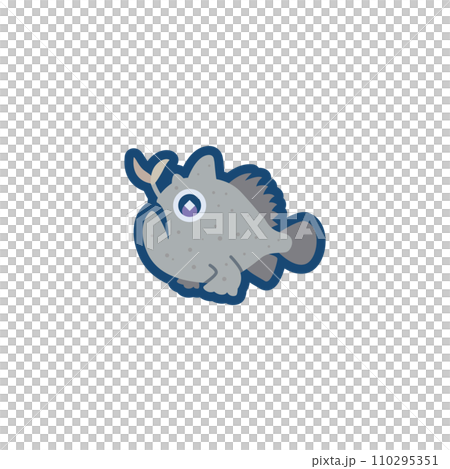 かわいいカスリカエルアンコウのイラスト 110295351