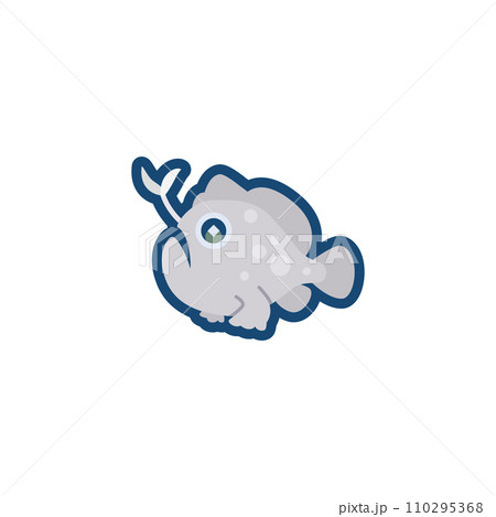 かわいいヒメヒラタカエルアンコウのイラスト	 110295368