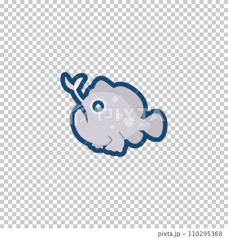 かわいいヒメヒラタカエルアンコウのイラスト	 110295368