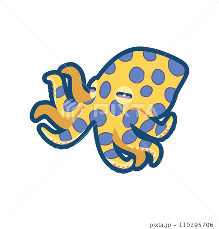 かわいいヒョウモンダコのイラスト かわいいヒョウモンダコのイラスト 110295706