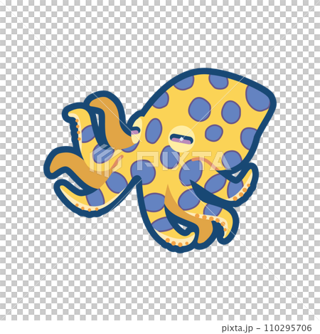 かわいいヒョウモンダコのイラスト かわいいヒョウモンダコのイラスト 110295706