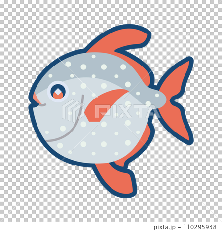 可愛的紅色翻車魚的插圖 可愛的紅色翻車魚的插圖 110295938