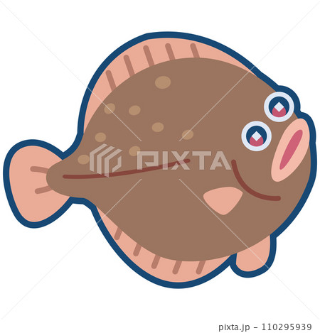 かわいいオヒョウのイラスト かわいいオヒョウのイラスト 110295939