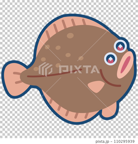 可愛的大比目魚插畫 110295939
