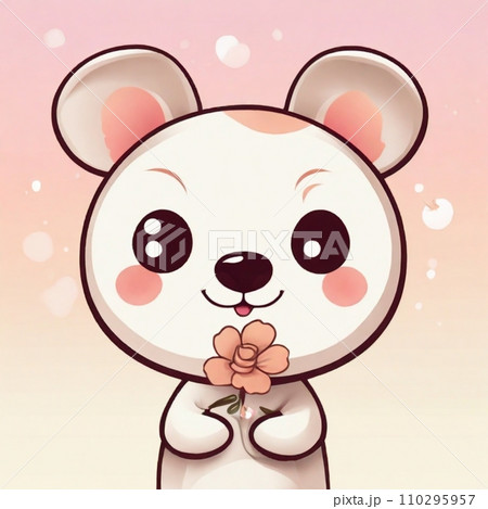 ピンク色のかわいいネズミ 110295957