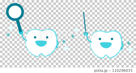 指差し棒を持って教えるかわいい歯のイラスト 青色 指差し棒を持って教えるかわいい歯のイラスト 青色 110296035