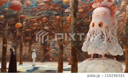 異世界の生物のいる風景　AI画像 110296381